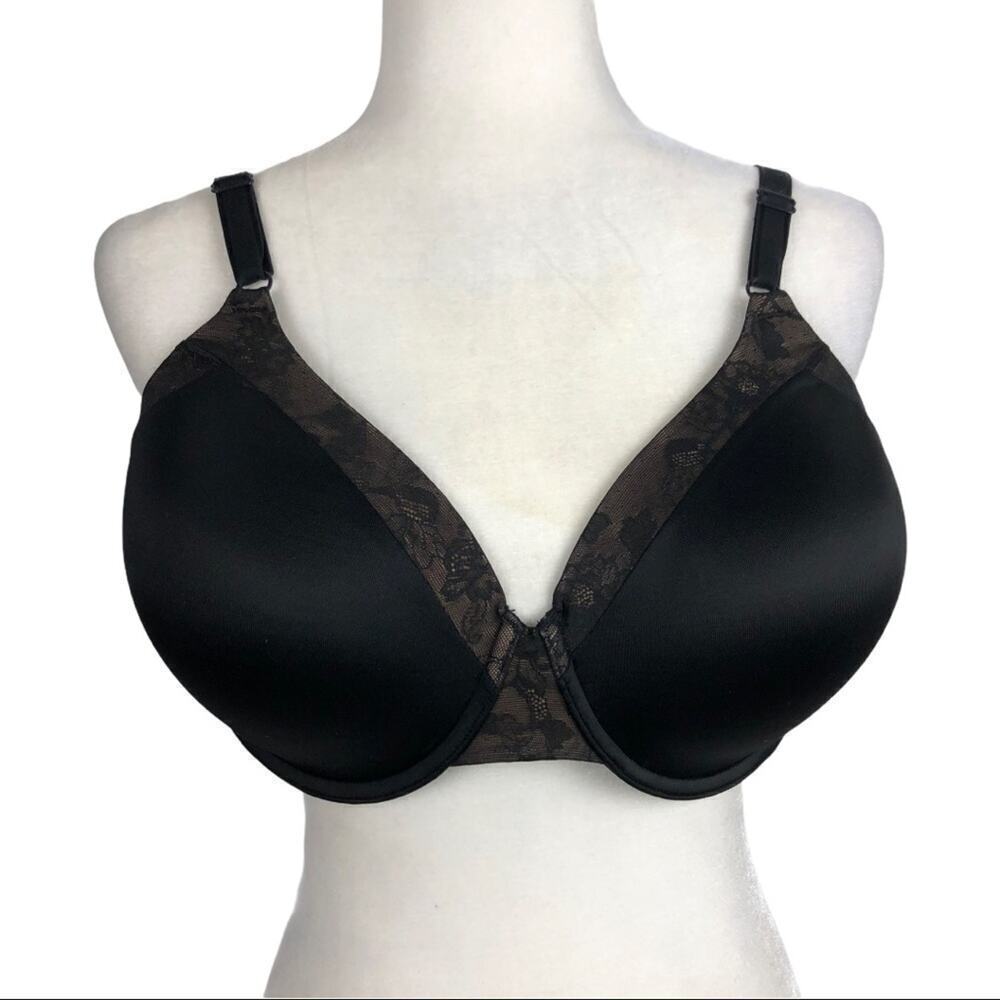 True & Co Lace Trim Black Underwire Bra 40D